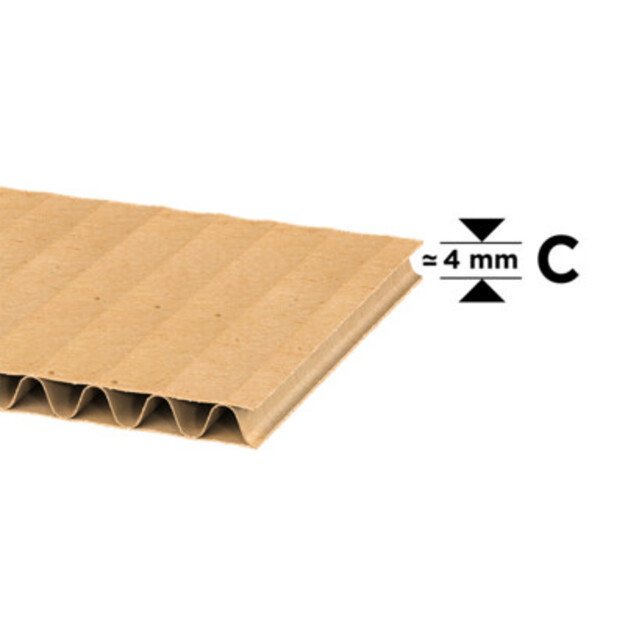 Gofro kartono lapas 2050x3070mm, C banga, rudas/rudas, 300 vnt