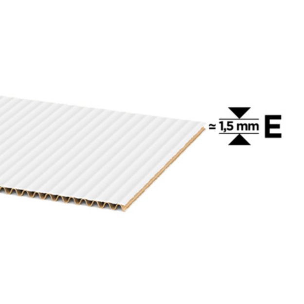 Gofro kartono lapas 1000x700mm, E banga, baltas/baltas, 300 vnt